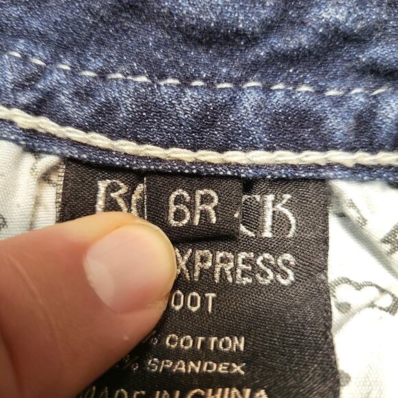 ReRock for Express Jeans Womens 6R Bootcut Stretch Distressed Embroidered Denim - Picture 4 of 11